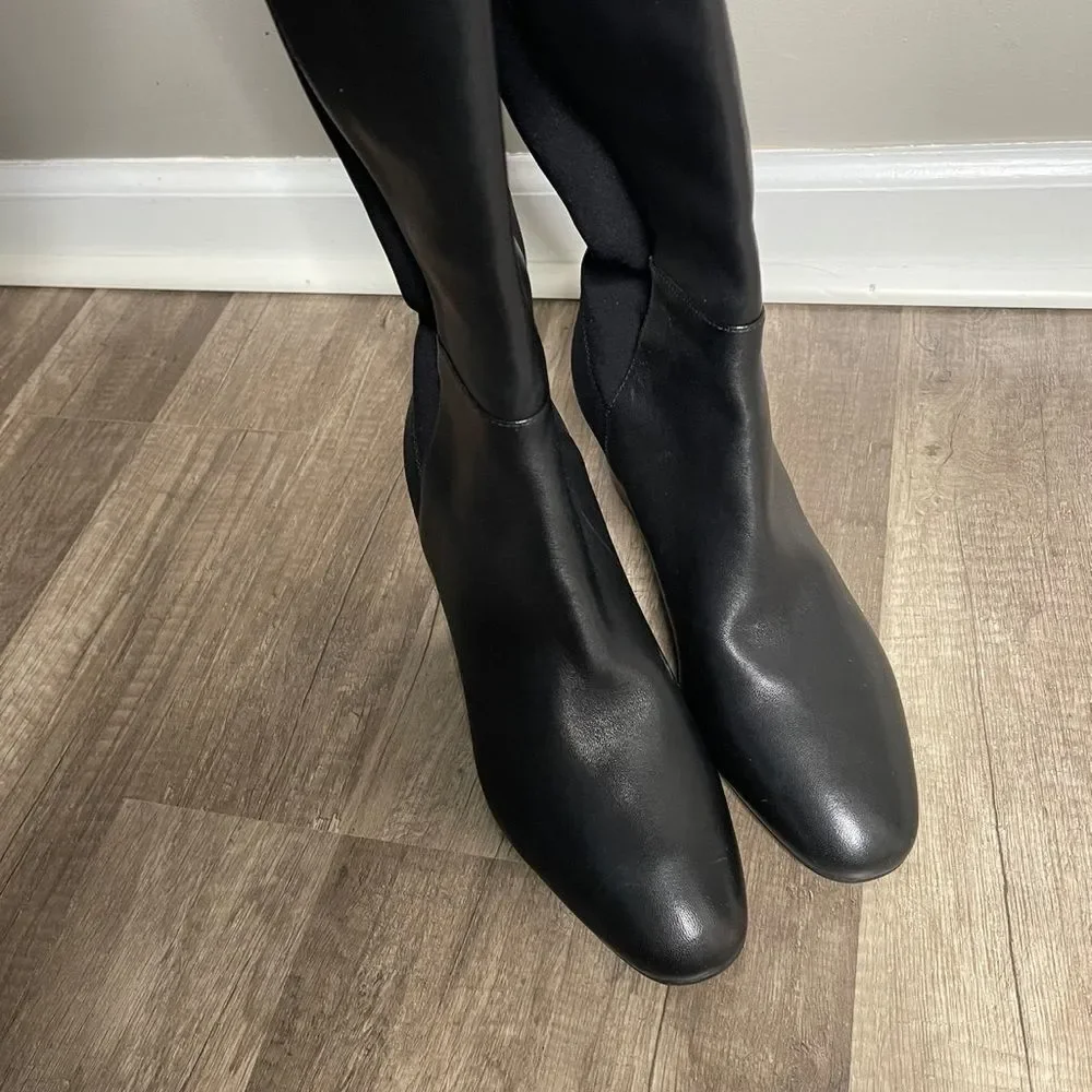 STUART WEITZMAN Gillian Leather Block Heel Knee-High Boots